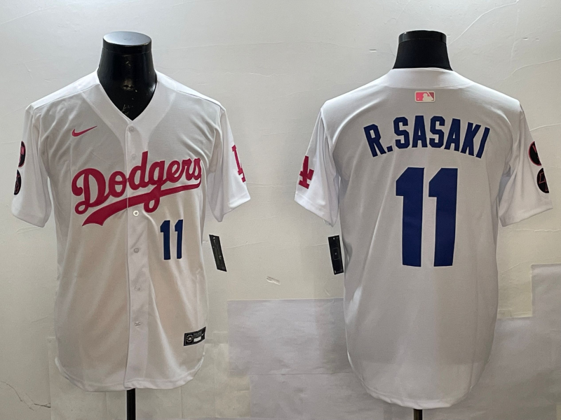 Men Los Angeles Dodgers 11 R Sasaki white 2025 MLB nike jersey style 3